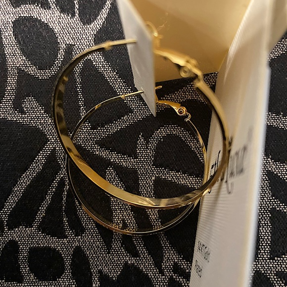 14K Gold Plated Hoop Earrings - Picture 2 of 5